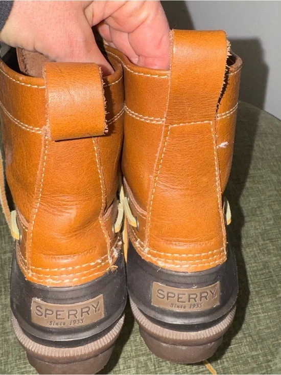 Sperry Chestnut Brown Leather Duck Boots Boat Shoes 8.5 Leather - Picture 6 of 8